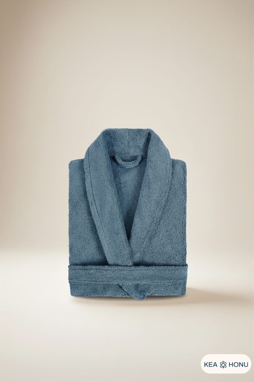 Cotton robe in Coastal Steel from the Ritual Edit collection