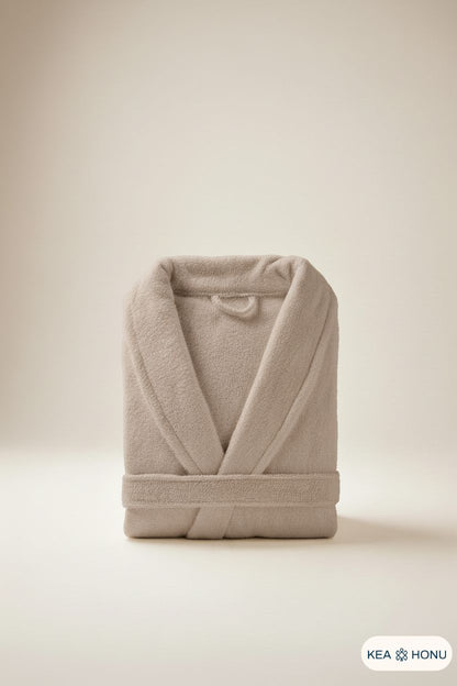 Cotton robe in Woven Taupe from the Ritual Edit collection
